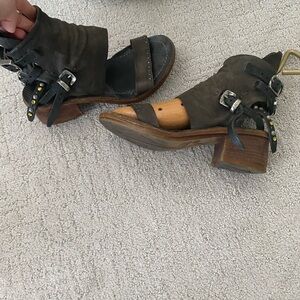 A.S. 98 moto biker Leather Buckle Sandals with Stud Details